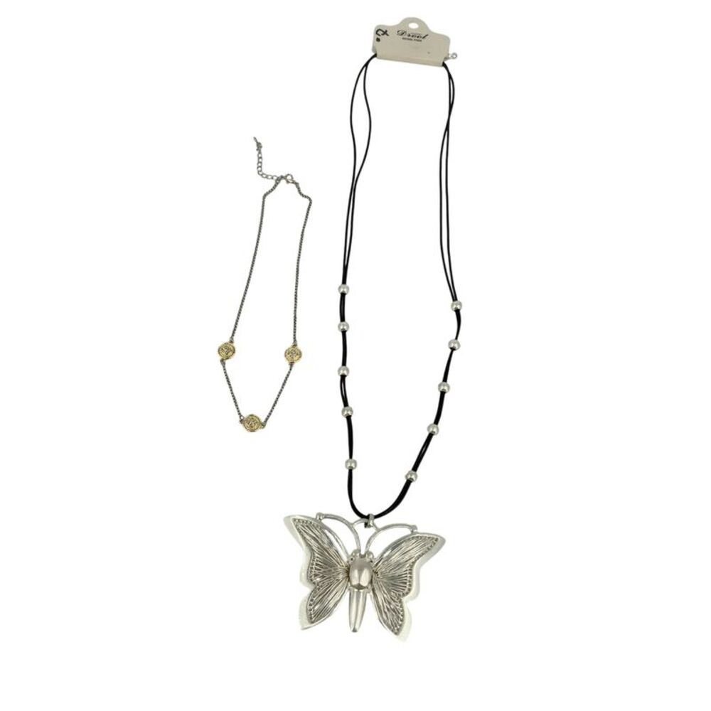 Drool Jewelry Red Butterfly Necklace White